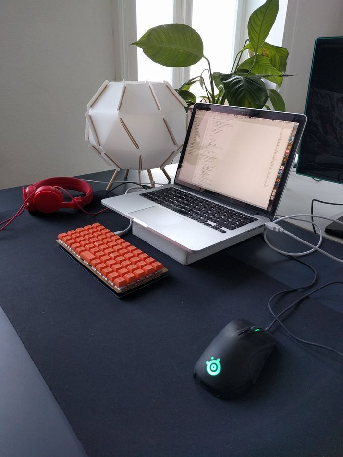 The keyboard in context at a desk